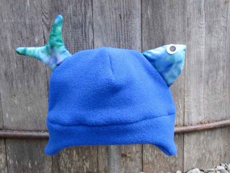 Blue Fish Children's Fleece Hat, Handmade Cute Kids Clothing, Warm Hand sewn Fleece Hat for Kids Baby Toddler, Boy and Girl, Alaskan Made image 8