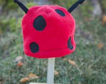 Ladybug- Children's Fleece Hat, Handmade Cute Kids Clothing, Warm Hand sewn Fleece Hat for Kids Baby and Toddler, Boy and Girl, Alaskan Made