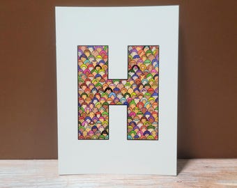 Whimsical Letter H Print: Tater Townies Alphabet Art (5x7)