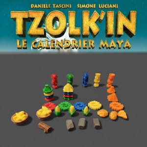 Juego completo de fichas para el juego de mesa Tzolk'in, el Calendario Maya
