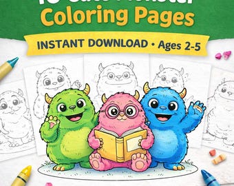 Monster Coloring Book | 10 Printable Pages for Kids (PDF Download)
