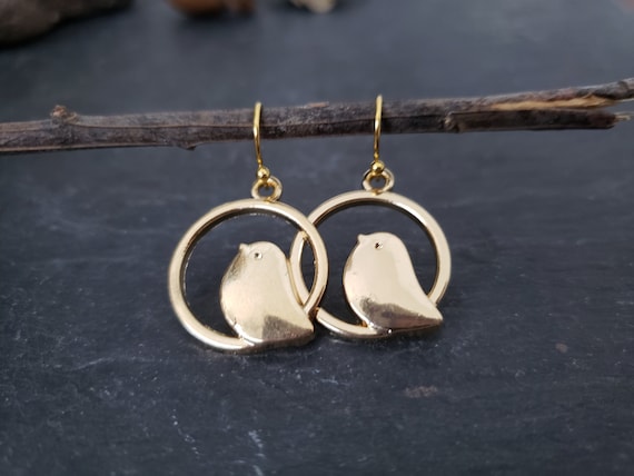 Silver Bird Earrings Bird Jewelry Bird On A Swing jingsbeadingworld inspired by nature Antiqued Silver Bird Earrings