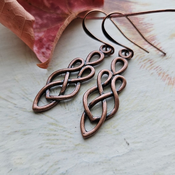 Sale Copper Celtic Knot Earrings Celtic Knot Jewelry Endless Knot Earrings Rustic Earthtone Antique Copper Unique Gift Ideas for Her Etsy UK