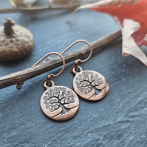 Tree of Life Earrings, Antiqued Copper Tree Earrings, Tree Jewelry, Mothers Day Gift,  jingsbeadingworld inspired by nature, Gift for her **