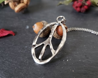 Sale Silver Peace Sign Necklace, Peace Symbol, Peace on Earth, Unique Gift for her, jingsbeadingworld inspired by nature spirit and love