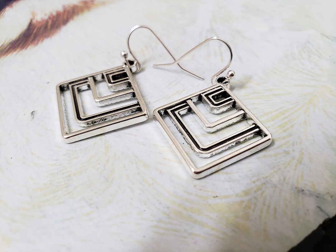 Pendientes De Plata 925 Para Mujer - Diseño Espiral Calado En Forma De Diamante Hueco, Estilo Barroco Moderno