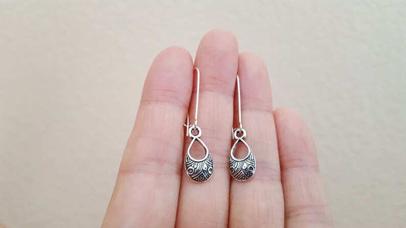 Antique Silver Tiny Drop Earrings Nature Inspired ** Sterling Silver Silver Teardrop Earrings Tribal Earrings Unique Gift for her