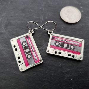 Sale Silver Cassette Tape Earrings, Highly Detailed, Cassette Jewelry, Retro Vintage, 80's Gift Ideas For Her, Music Lovers Gift afbeelding 4