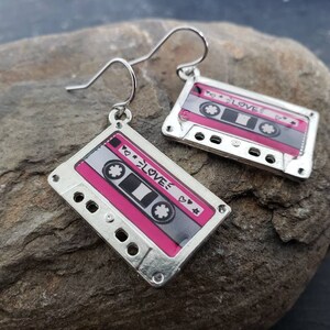 Sale Silver Cassette Tape Earrings, Highly Detailed, Cassette Jewelry, Retro Vintage, 80's Gift Ideas For Her, Music Lovers Gift afbeelding 1