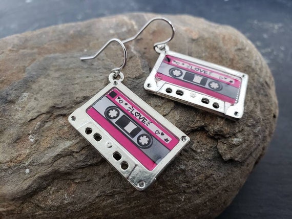 Sale Silver Cassette Tape Earrings, Highly Detailed, Cassette Jewelry, Retro Vintage, 80's Gift Ideas For Her, Music Lovers Gift
