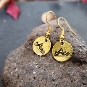 Gold Mountain Earrings, Antique Gold, Mountain Jewelry, jingsbeadingworld inspired by nature, Unique Gift Ideas For Her