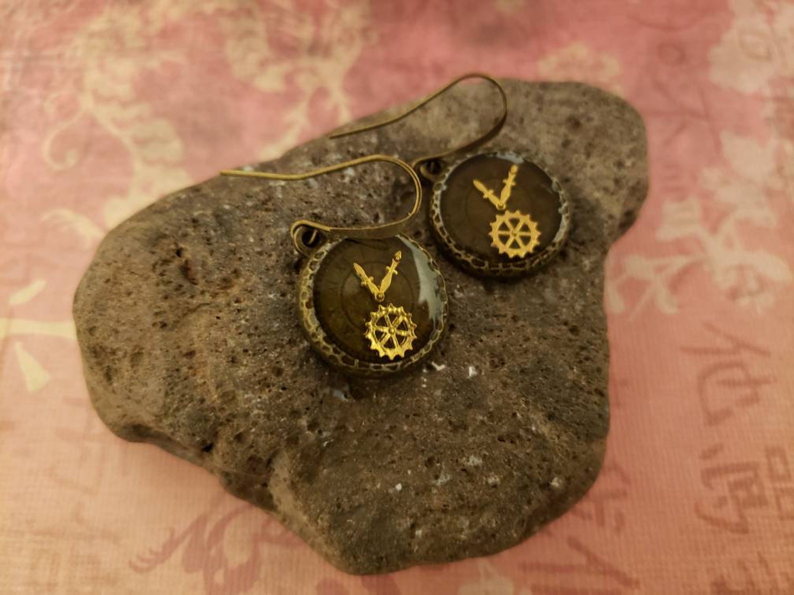 Antique Bronze Clock Face Earrings Pocket Watch Earrings Etsy