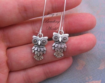 Wise Owl Silver Earrings, Tibetan Silver, Rustic Antique Silver Owl Jewelry, Nature Lovers, Unique Gift Ideas For Her, jingsbeadingworld
