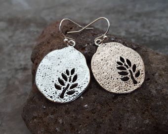 Clearance Silver Tree Earrings, Antique Silver Tree Charm Earrings, Tree Jewelry, Leaf Earrings, Leaf and Tree Jewelry, Stocking Stuffers