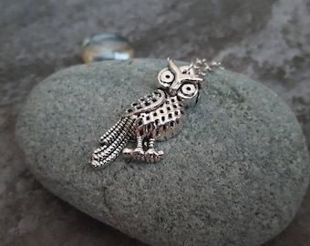 Sale Silver Owl Necklace, Owl Jewelry, Antique Silver Owl, Gift for her, Stocking Stuffers, Jingsbeadingworld