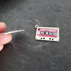 Sale Silver Cassette Tape Earrings, Highly Detailed, Cassette Jewelry, Retro Vintage, 80's Gift Ideas For Her, Music Lovers Gift afbeelding 3