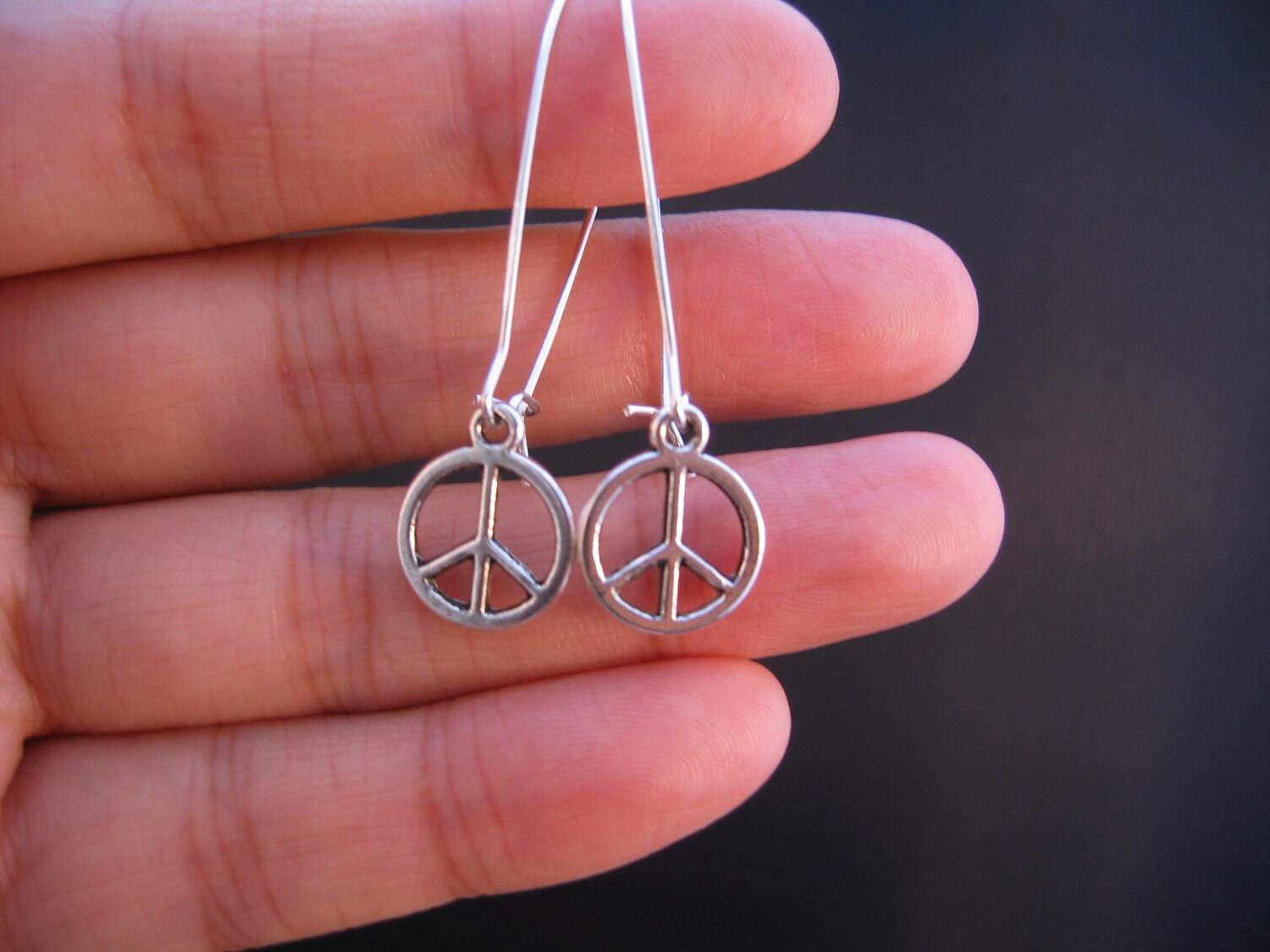 Sale Peace Sign Silver Earrings Peace Symbol Jewelry Peace Etsy