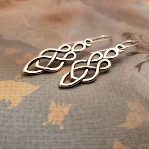 Sale Antique Silver Celtic Knot Heart Earrings, Celtic Knot Jewelry, Endless Knot, Sterling Silver Artisan Earwire, Unique Gift For Her