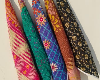 Kantha Keukendoekenset van 5 – Felgekleurde katoenen theedoeken voor in de keuken & een leuk cadeau voor een housewarming (assortiment)