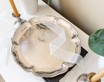 Bandeja redonda de acero inoxidable italiana de estilo vintage de 33 cm (13 pulgadas)