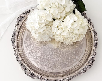 Bandeja de servir/centro de mesa de boda vintage Wallace Baroque plateada chapada de 40 cm (16")