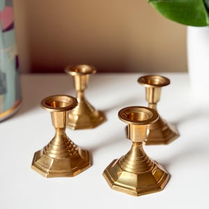 Vintage Brass Candlestick Holders | Set of 4, Classic Home Decor