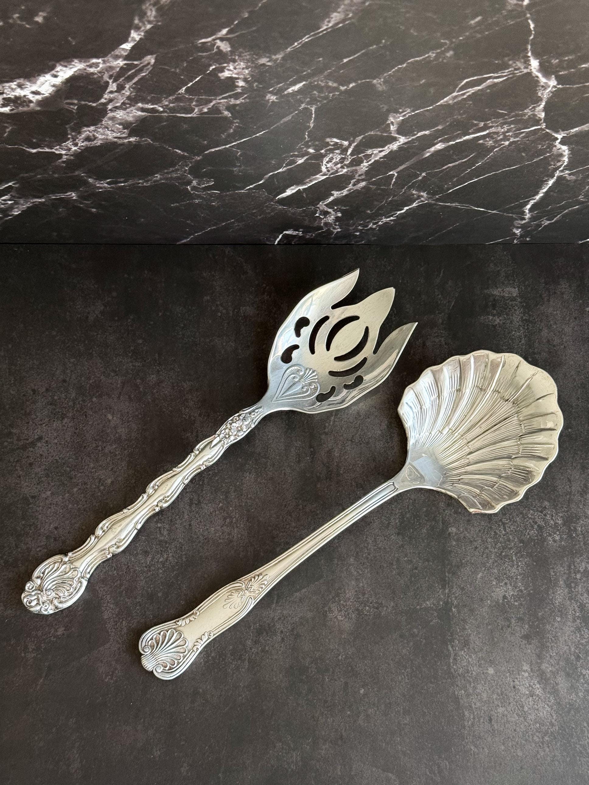 イタリア製銀無垢メディチ家御用達　貴族の為のカスタム　サービングカトラリー2本 Italy silver plated spoon - Etsy 日本