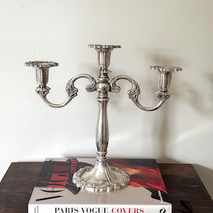 Vintage Large Heavy Sheffield Silver Plated Candelabra 12"| 3 Arm Wedding Table Centerpiece