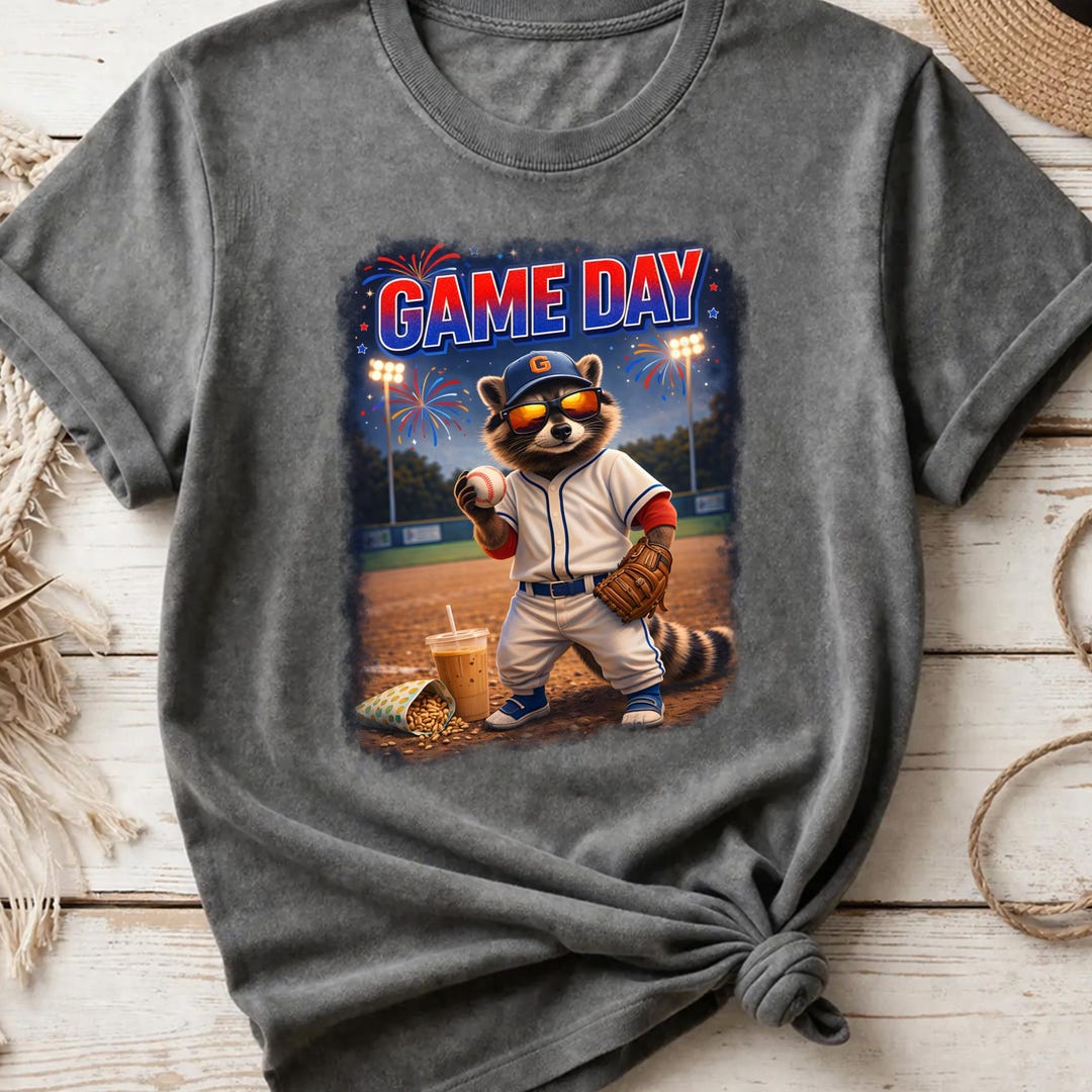 Baseball Raccon Game Day PNG, Funny Baseball Raccoon PNG, Cute Sports Animal Design ...