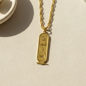 Ägyptische Kartusche Halskette: 925 Sterling Silber Hieroglyphe Name Schmuck