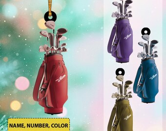 Personalized Golf Bag Christmas Ornament Gift For Golf Player Custom Golfing Ornament Golfer Ornament Golf Club Decor Golf Course Thdso-724