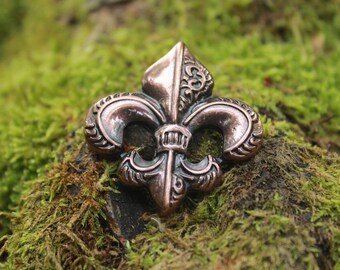 Fleur de lis, copper finish, decorative rivets for leather