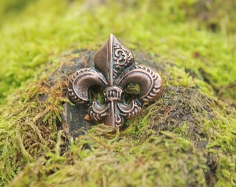 Mini Fleur de lis, copper finish, decorative for rivet
