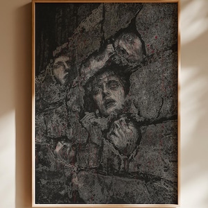 Dark Horror Poster, Creepy Tormented Faces Wall Art, Macabre Gothic Home Decor image 1