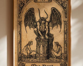 The Devil Tarot Poster, Major Arcana XV Wall Art, Dark Occult Gothic Print, Witchy Room Decor
