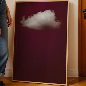 Burgundy Cloud Wall Art, Minimalist Surreal Print, Moody Dark Red Poster, Abstract Sky Photo, Deep Maroon Home Decor, Calming Bedroom Gift