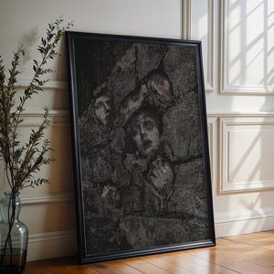 Dark Horror Poster, Creepy Tormented Faces Wall Art, Macabre Gothic Home Decor image 6