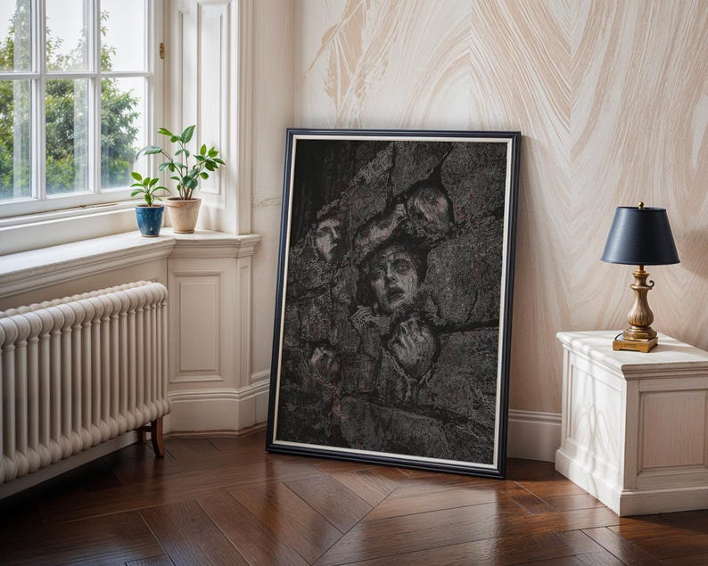 Dark Horror Poster, Creepy Tormented Faces Wall Art, Macabre Gothic Home Decor image 10