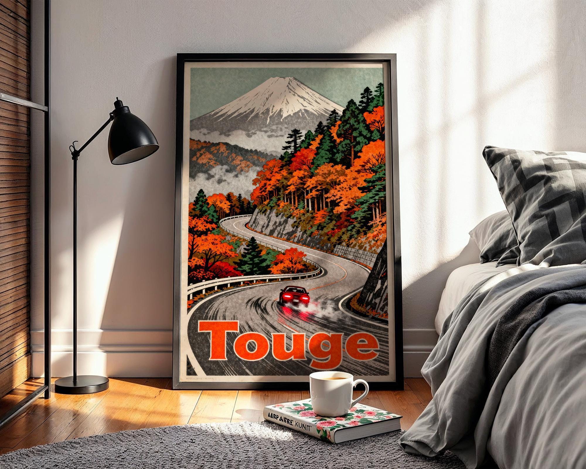 Touge Pass Poster Japanese Mountain Road Wall Art, JDM Car Culture