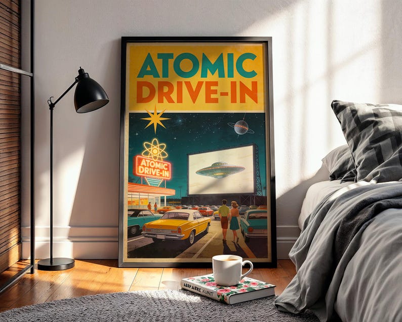 Retro Futurism Set 3 Posters, 1950s Atomic Age Wall Art Print, Mid Century Modern Decor, Vintage Gift image 5