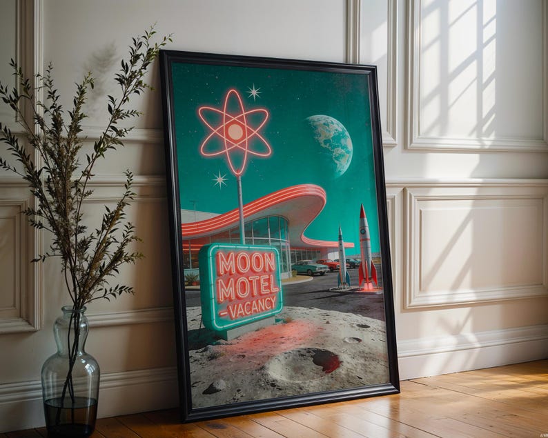 Retro Futurism Set 3 Posters, 1950s Atomic Age Wall Art Print, Mid Century Modern Decor, Vintage Gift image 7