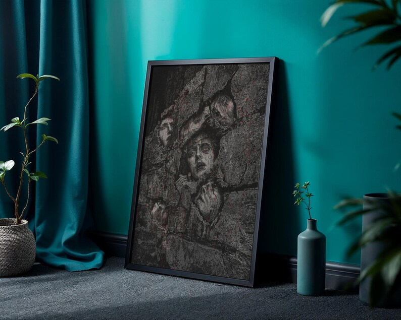 Dark Horror Poster, Creepy Tormented Faces Wall Art, Macabre Gothic Home Decor image 8