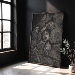 Dark Horror Poster, Creepy Tormented Faces Wall Art, Macabre Gothic Home Decor image 4