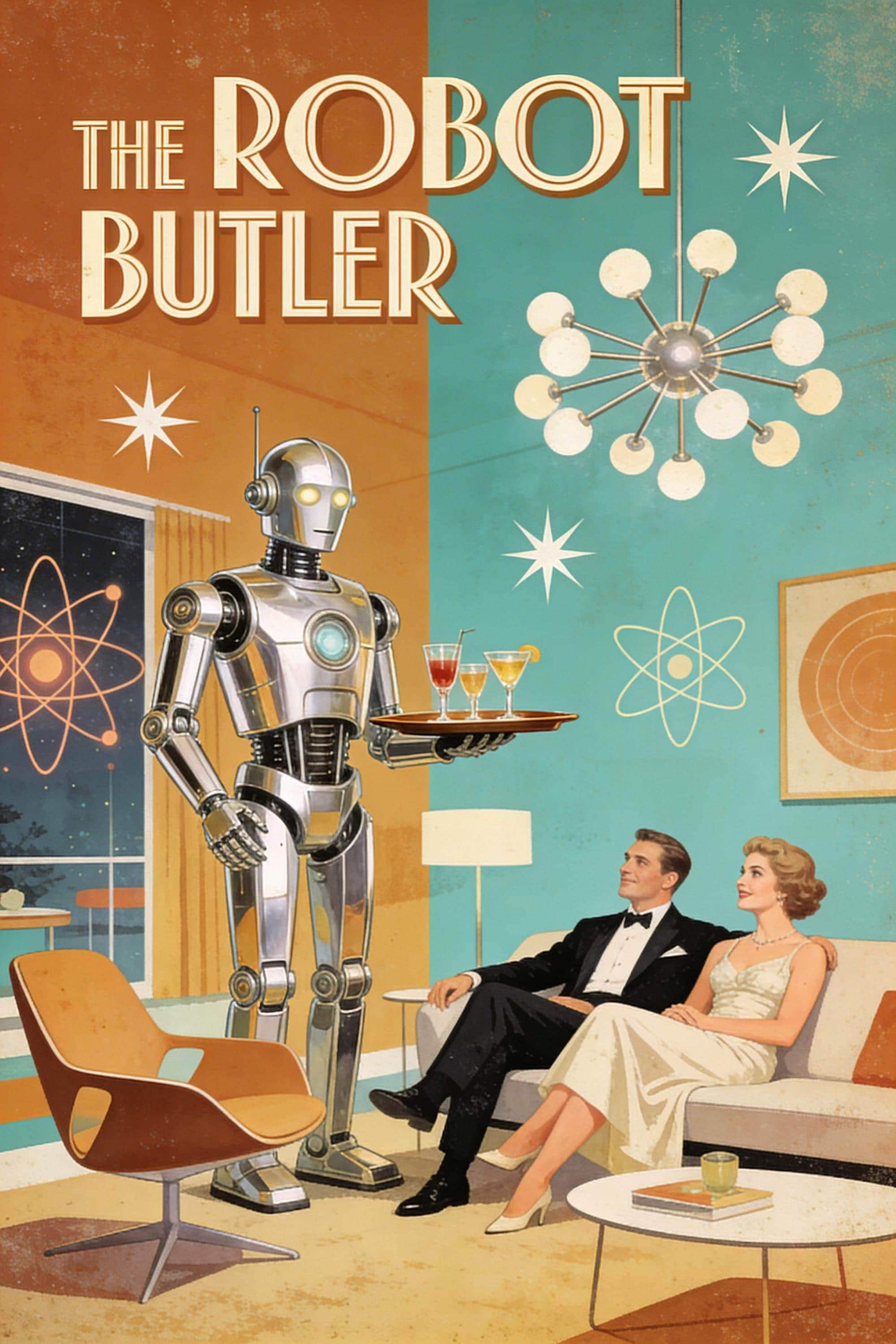 Robot Butler Retro Poster, 1950s Mid-century Wall Art Print, Atomic Age ...