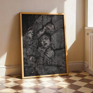 Dark Horror Poster, Creepy Tormented Faces Wall Art, Macabre Gothic Home Decor image 5