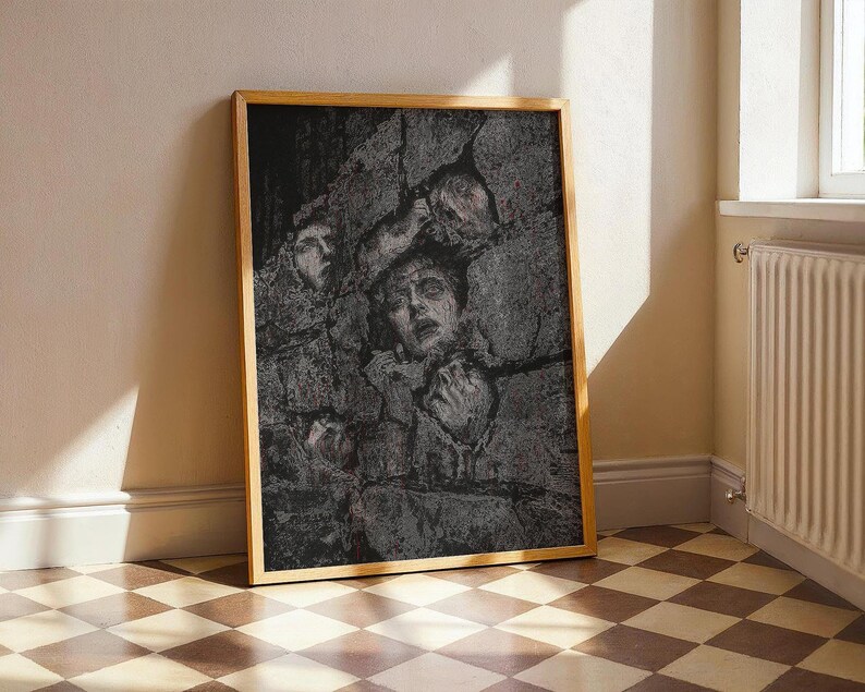 Dark Horror Poster, Creepy Tormented Faces Wall Art, Macabre Gothic Home Decor image 5