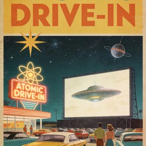 Retro Futurism Set 3 Posters, 1950s Atomic Age Wall Art Print, Mid Century Modern Decor, Vintage Gift image 8
