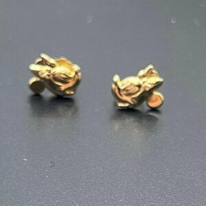 Disney DX 14K Yellow Gold Iconic Minnie Mouse Bow Small Delicate Stud Earrings image 2