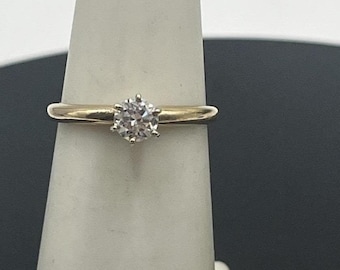 MJG Magic glow Vintage 14k Yellow Gold Round .35 Ctw Diamond Engagement Ring 6