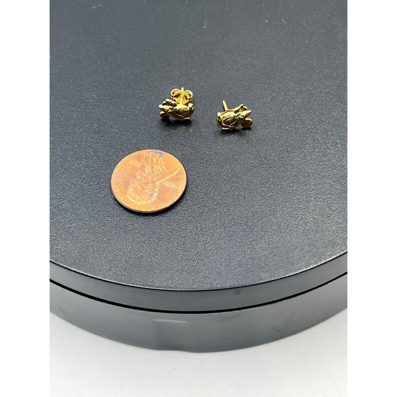 Disney DX 14K Yellow Gold Iconic Minnie Mouse Bow Small Delicate Stud Earrings image 3